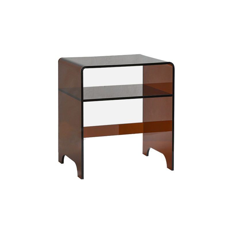 12" Wide Contemporary Corner Table Acrylic End Table with Storage