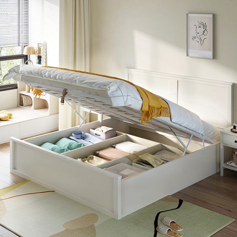 Rectangular Solid Color Panel Bed Scandinavian Standard Bed with Headboard