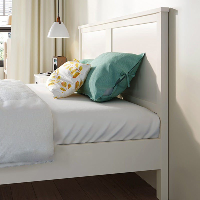 Rectangular Solid Color Panel Bed Scandinavian Standard Bed with Headboard
