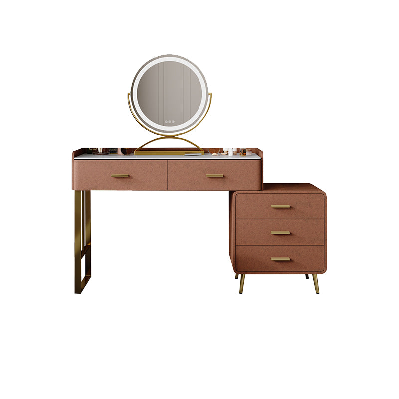 Solid Wood Makeup Vanity Desk Lighted Mirror Dressing Table Stool Set