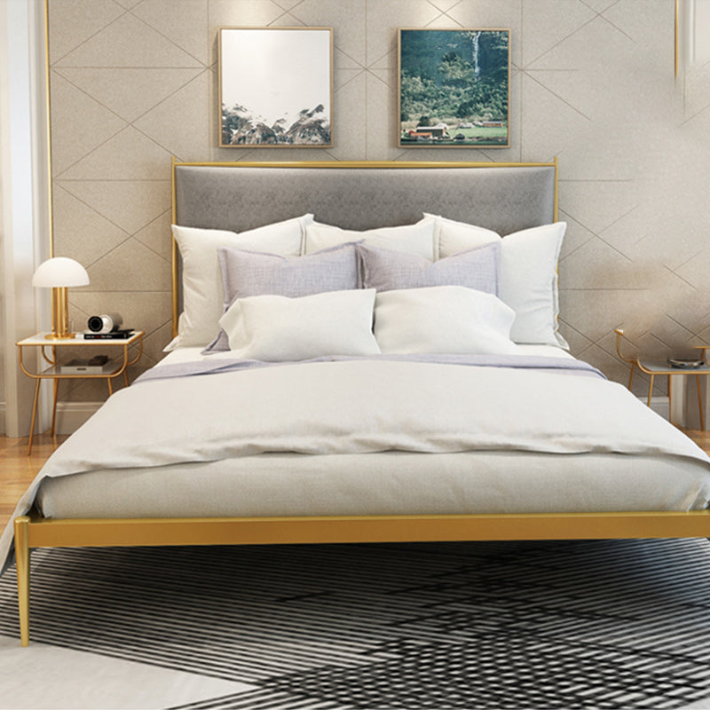 Modern Metal Platform Bed Standard Bed with Upholstered Headboard