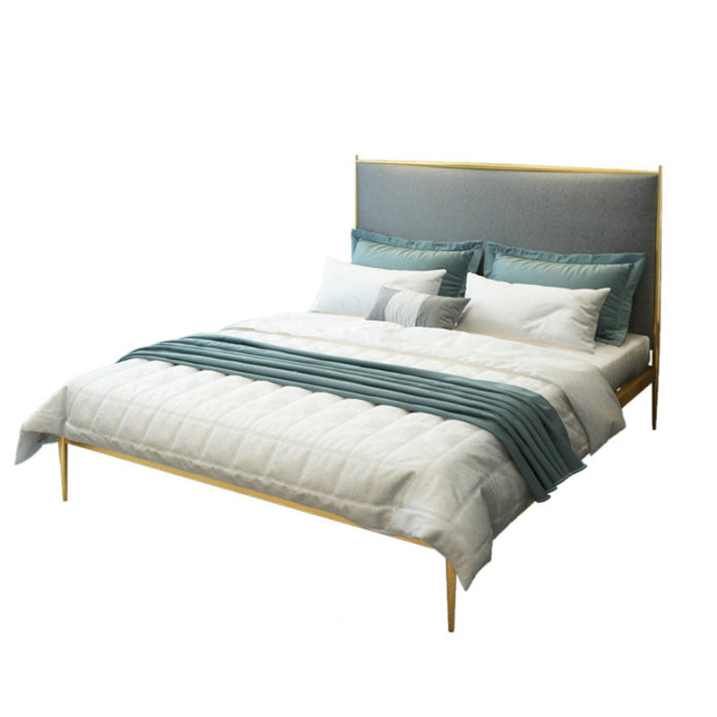 Modern Metal Platform Bed Standard Bed with Upholstered Headboard