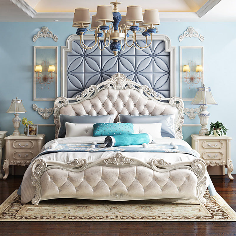 Faux Leather Panel Bed Victorian Standard Bed with Headboard and Footboard