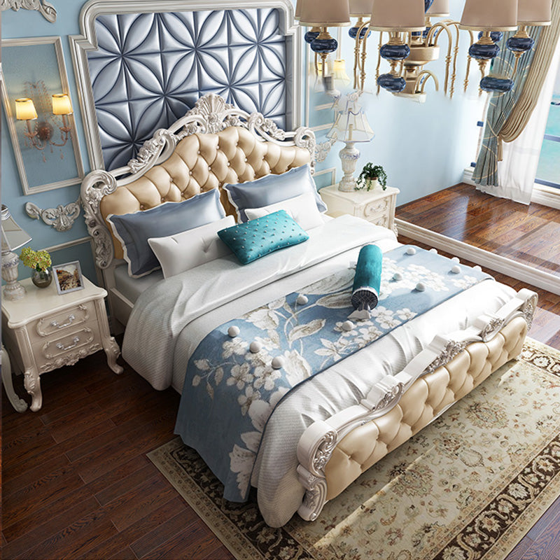 Faux Leather Panel Bed Victorian Standard Bed with Headboard and Footboard