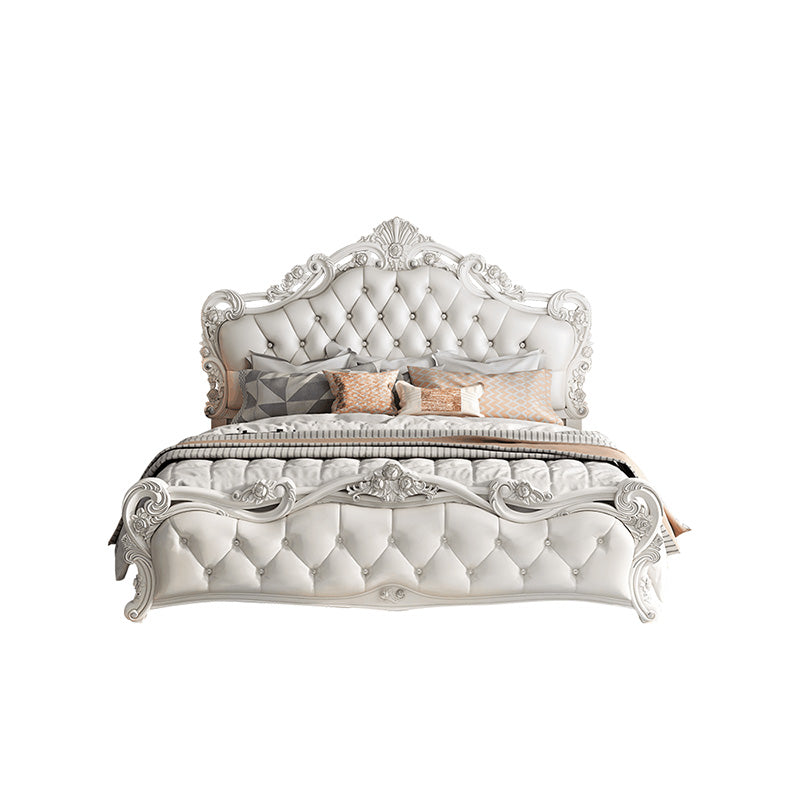 Faux Leather Panel Bed Victorian Standard Bed with Headboard and Footboard