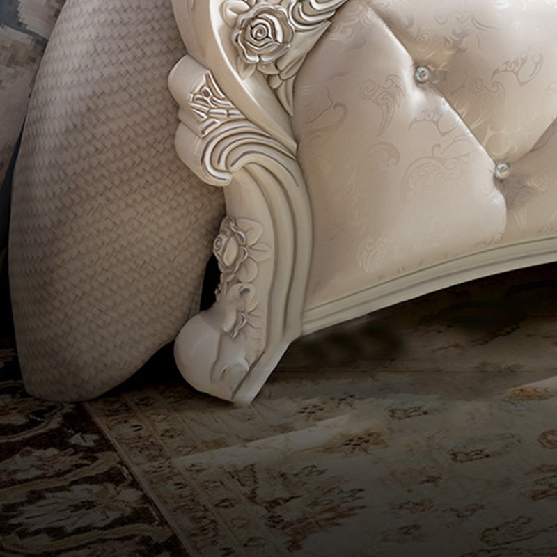 Faux Leather Panel Bed Victorian Standard Bed with Headboard and Footboard