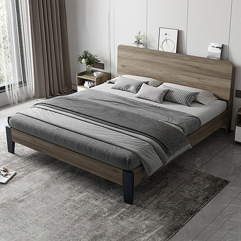 Modern Solid Wood Headboard Standard Bed Mattress Included Bed Frame with Custom Legs