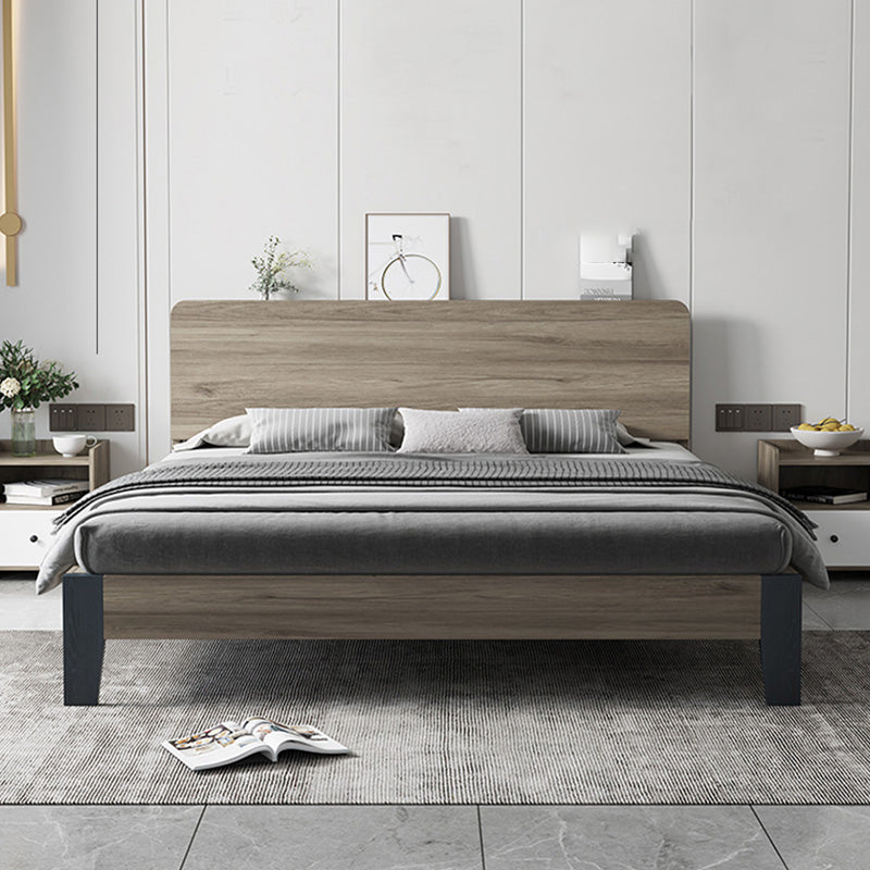 Modern Solid Wood Headboard Standard Bed Mattress Included Bed Frame with Custom Legs