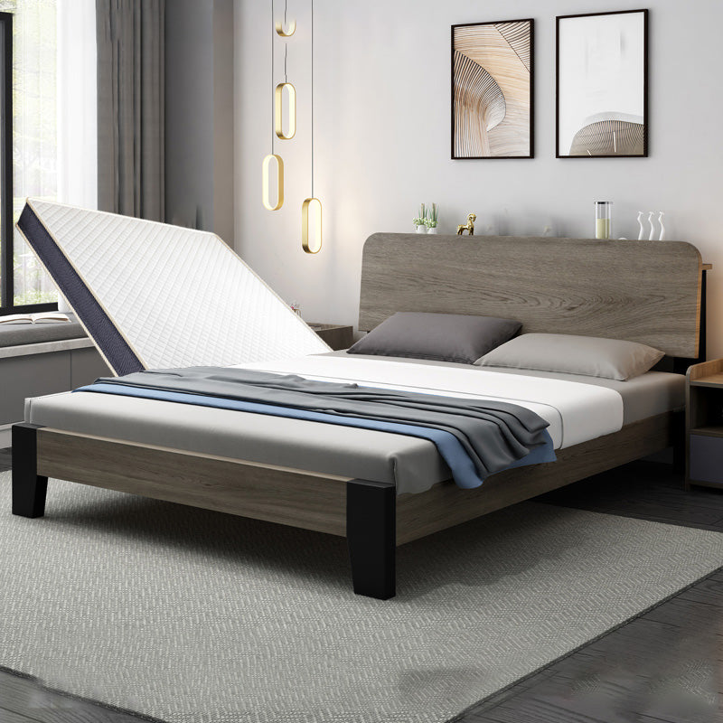 Modern Solid Wood Headboard Standard Bed Mattress Included Bed Frame with Custom Legs