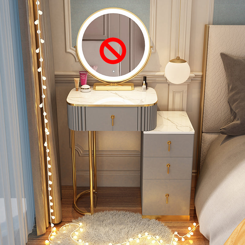 Solid Wood Makeup Vanity Desk Lighted Mirror Makeup Vanity Set