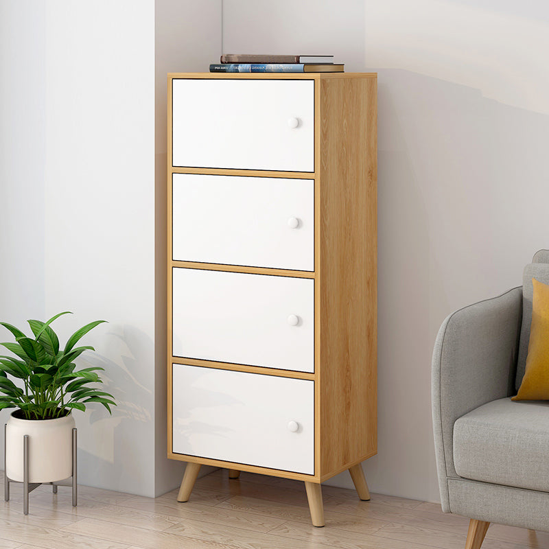 Minimalistic Rectangle Storage Cabinet with Wooden Knobs Doors
