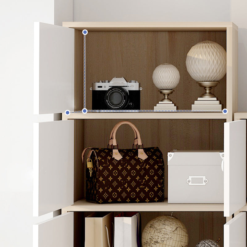 Minimalistic Rectangle Storage Cabinet with Wooden Knobs Doors