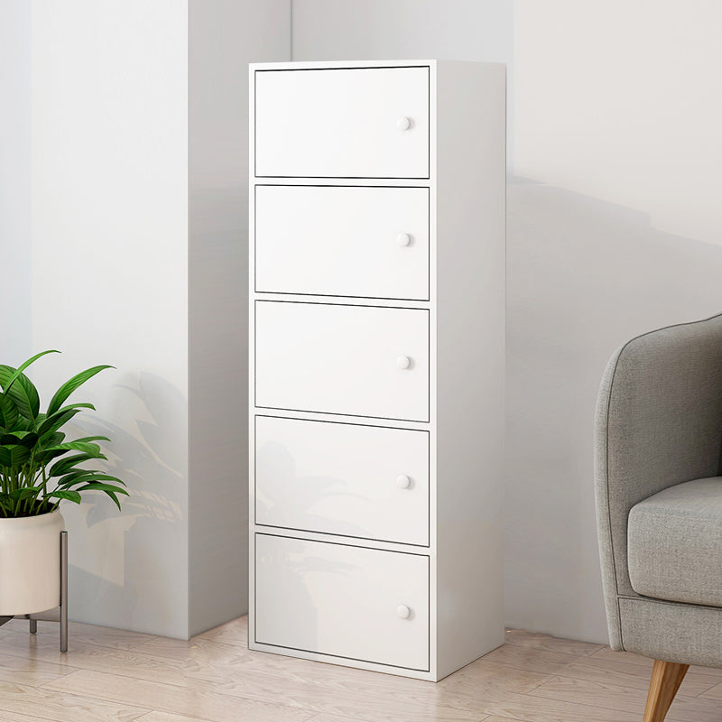 Minimalistic Rectangle Storage Cabinet with Wooden Knobs Doors