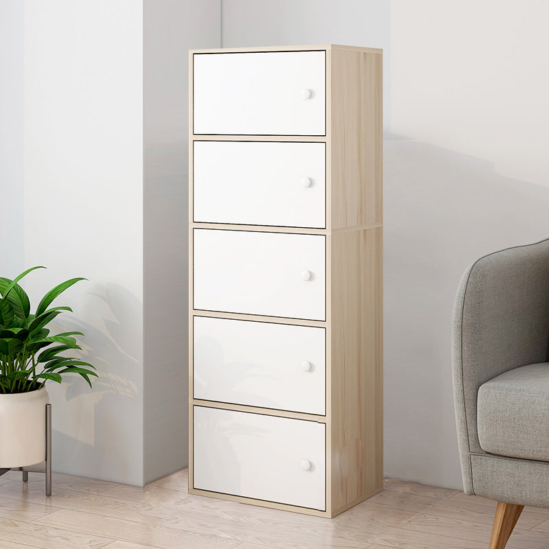 Minimalistic Rectangle Storage Cabinet with Wooden Knobs Doors