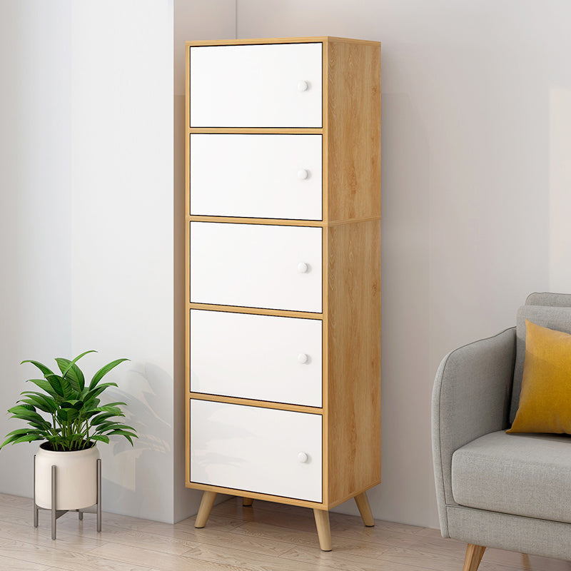 Minimalistic Rectangle Storage Cabinet with Wooden Knobs Doors