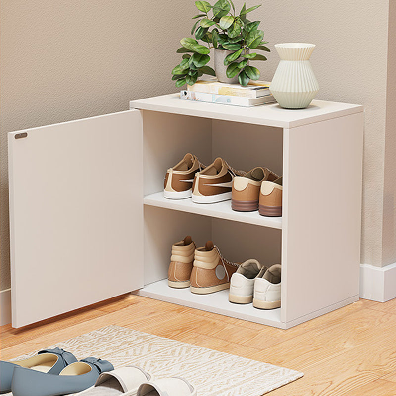 Minimalistic Rectangle Storage Cabinet with Wooden Knobs Doors