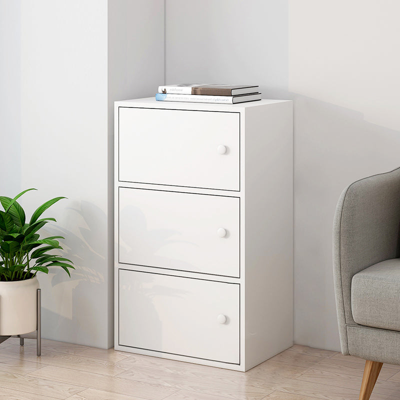 Minimalistic Rectangle Storage Cabinet with Wooden Knobs Doors