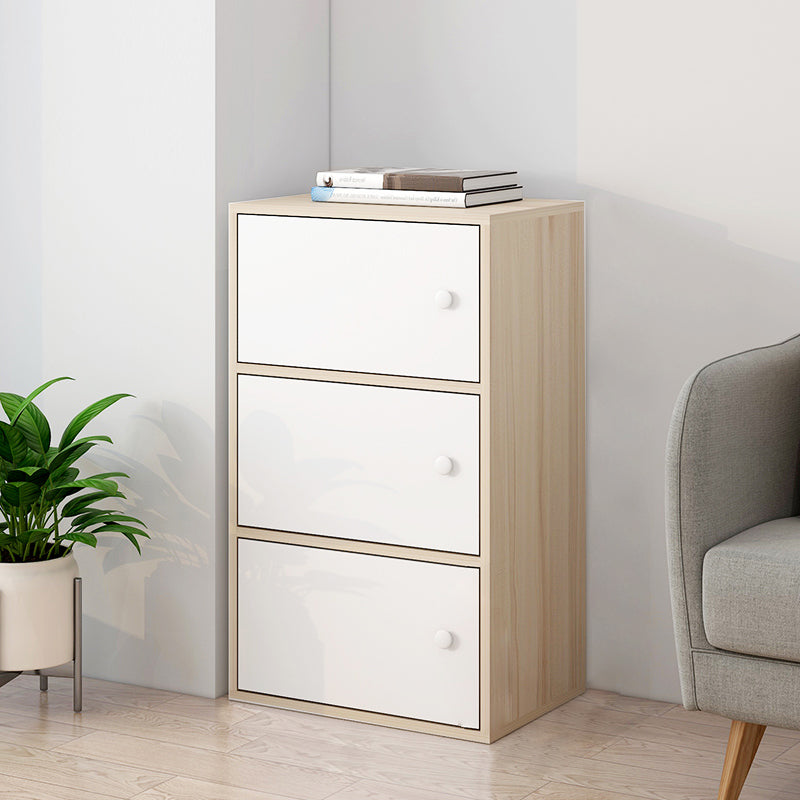 Minimalistic Rectangle Storage Cabinet with Wooden Knobs Doors