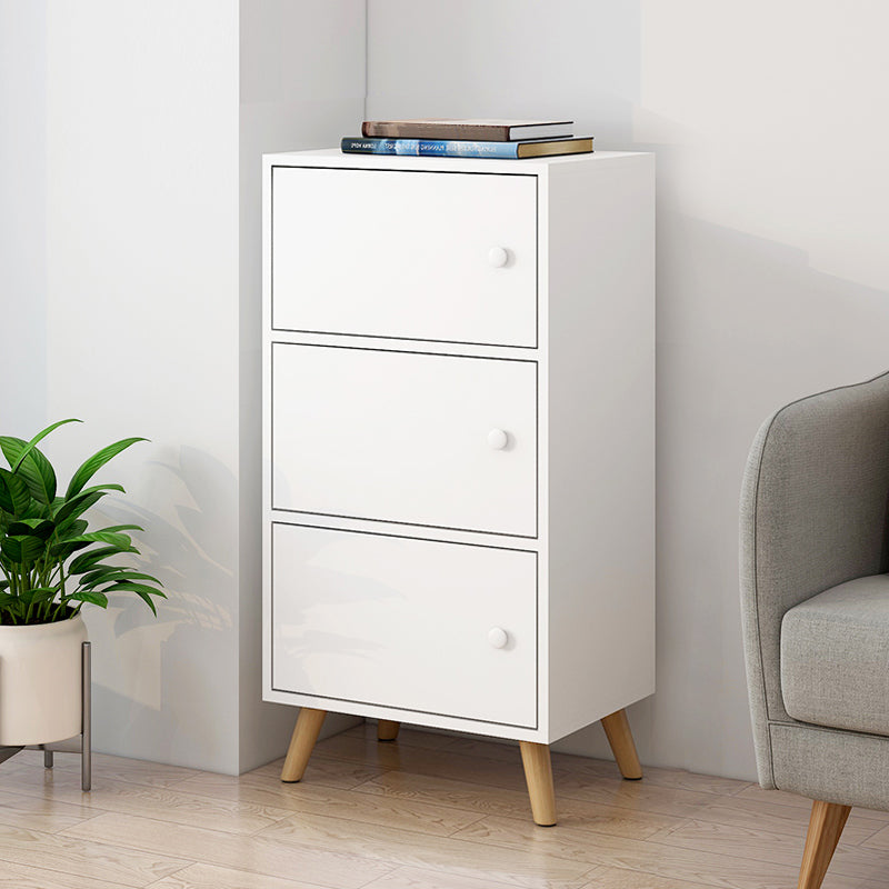Minimalistic Rectangle Storage Cabinet with Wooden Knobs Doors