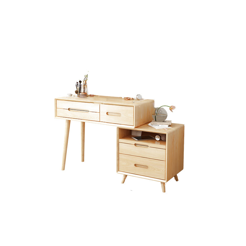 Solid Wood Makeup Vanity Desk Storage Box Makeup Vanity Set with Drawer