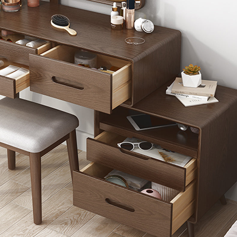 Solid Wood Makeup Vanity Desk Storage Box Makeup Vanity Set with Drawer