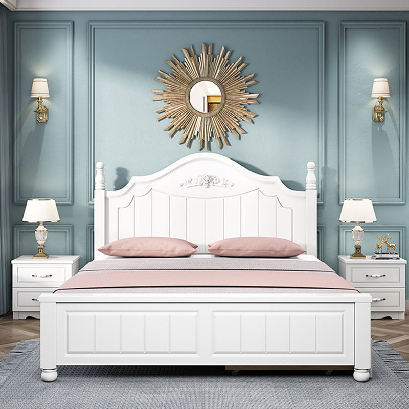 Contemporary Solid Color Slat Bed Arched Bed With Custom Wood Legs