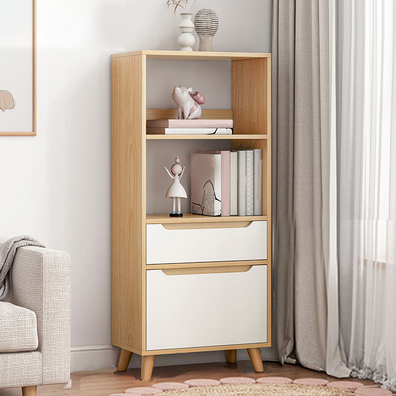 Wooden Accent Cabinet Grooves Handle Design Storage Cabinet with Drawer