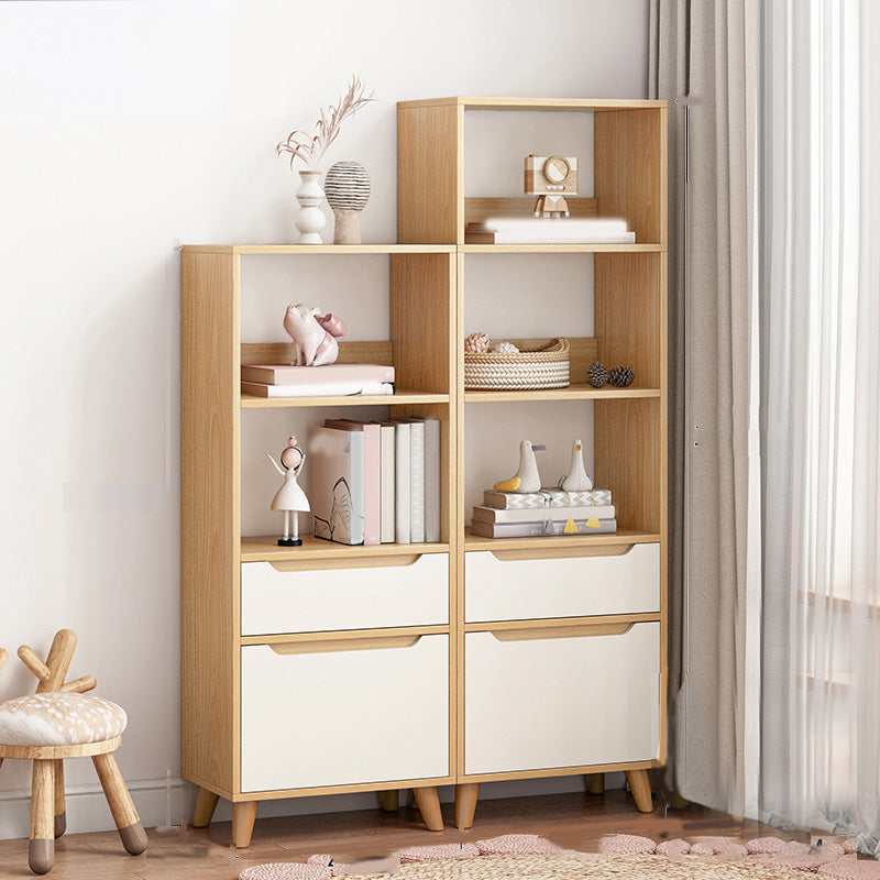 Wooden Accent Cabinet Grooves Handle Design Storage Cabinet with Drawer