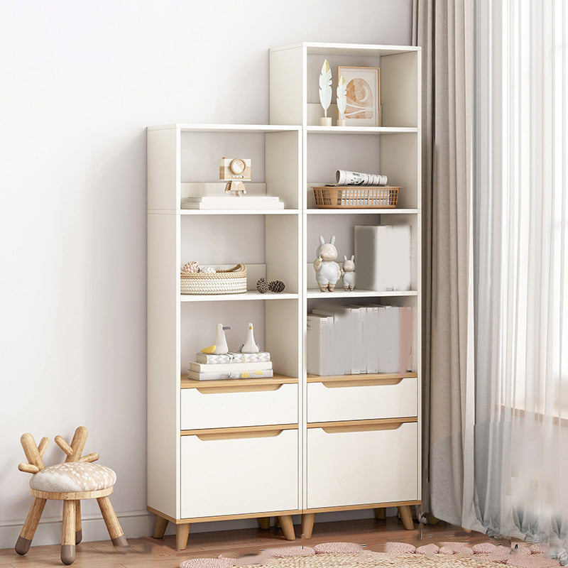 Wooden Accent Cabinet Grooves Handle Design Storage Cabinet with Drawer