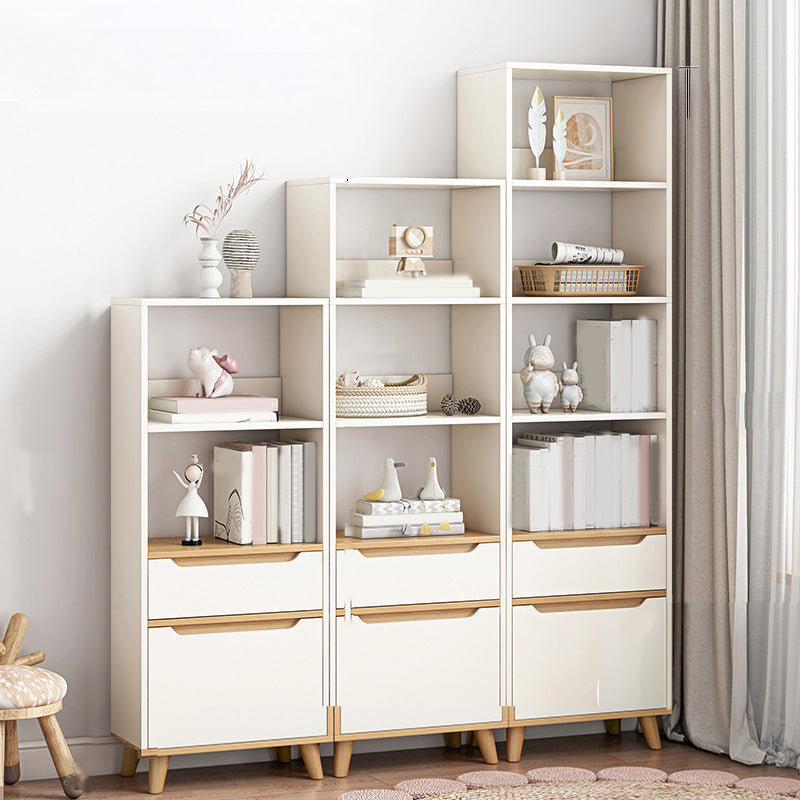 Wooden Accent Cabinet Grooves Handle Design Storage Cabinet with Drawer