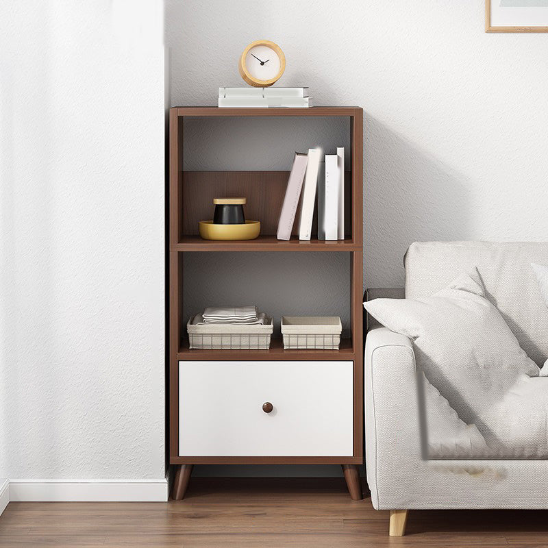 Wooden Accent Cabinet Grooves Handle Design Storage Cabinet with Drawer