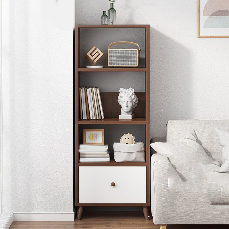 Wooden Accent Cabinet Grooves Handle Design Storage Cabinet with Drawer