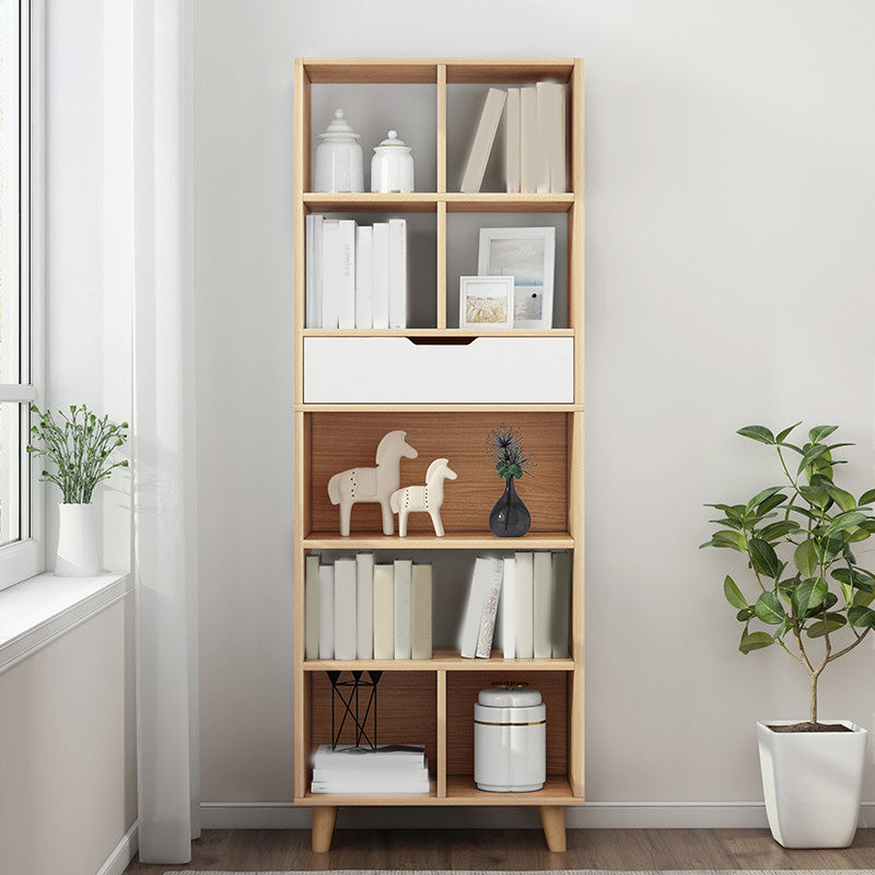 Wooden Accent Cabinet Grooves Handle Design Storage Cabinet with Drawer