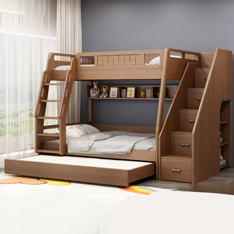 Modern Mattress Included Bunk Bed Solid Wood Bed with Headboard