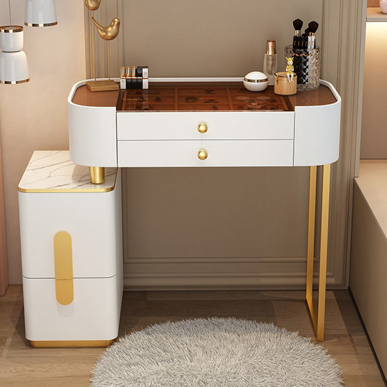 Modern Lighted Mirror Makeup Vanity Desk Storage Box Makeup Vanity Set with Drawer