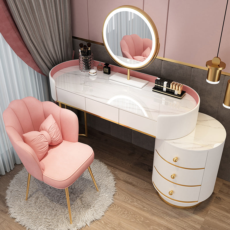 Wooden Makeup Vanity Desk Lighted Mirror Vanity Dressing Table Set with Drawer