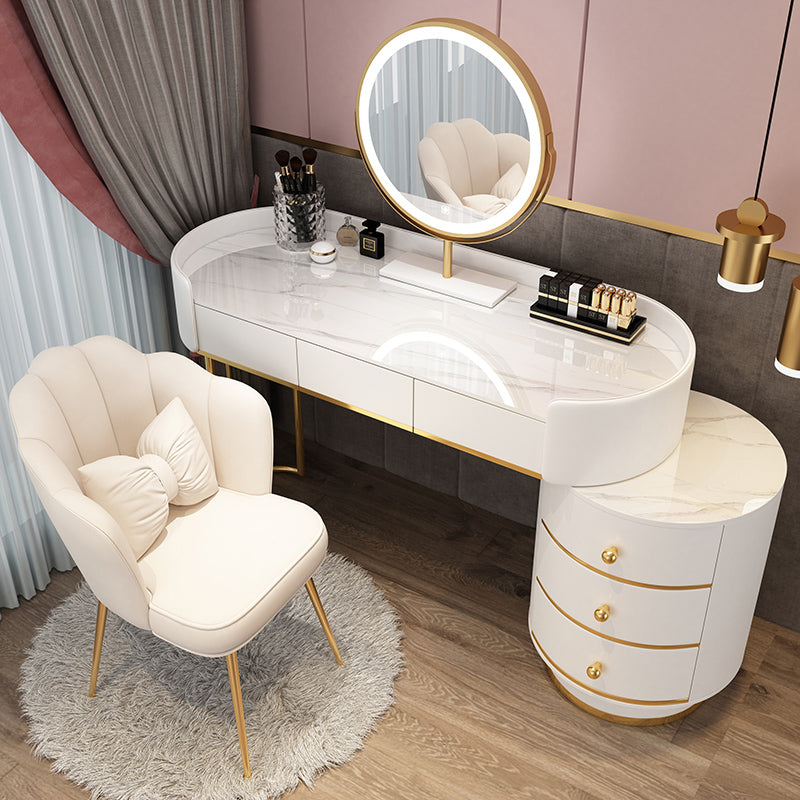 Wooden Makeup Vanity Desk Lighted Mirror Vanity Dressing Table Set with Drawer