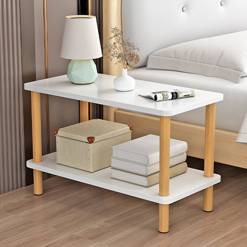 Contemporary Wooden Living Room Side Table 2-Tier with Storage