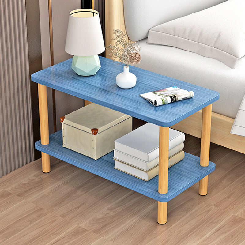 Contemporary Wooden Living Room Side Table 2-Tier with Storage