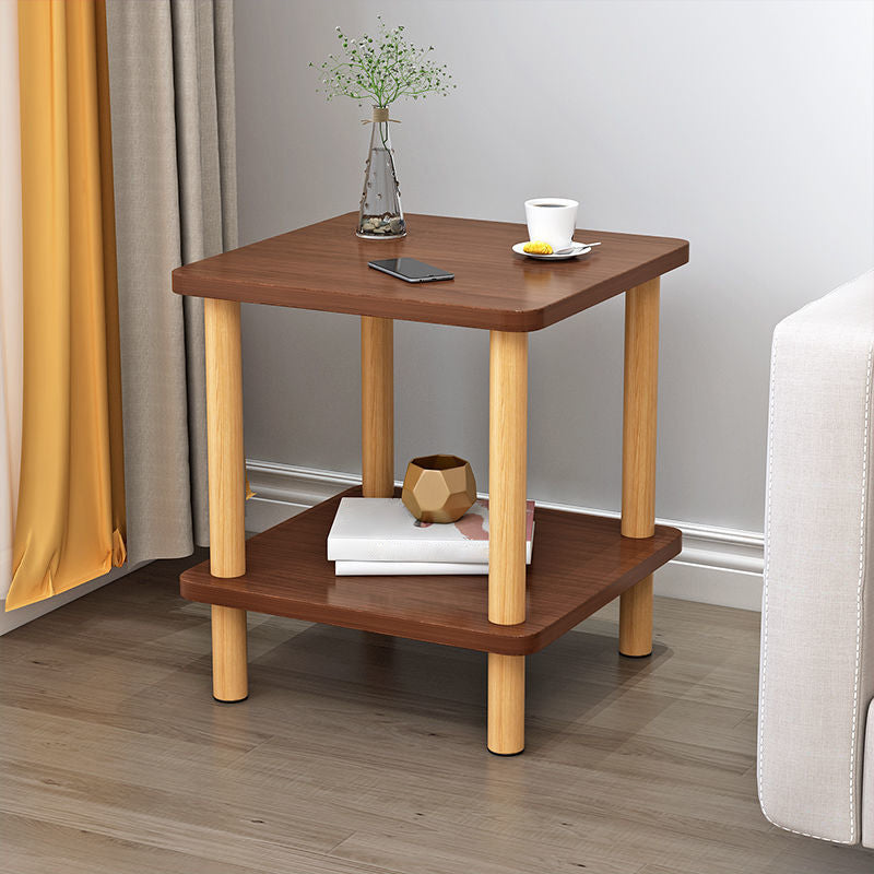 Contemporary Wooden Living Room Side Table 2-Tier with Storage