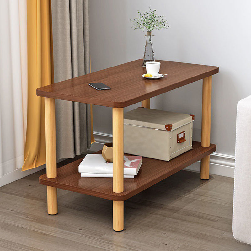 Contemporary Wooden Living Room Side Table 2-Tier with Storage