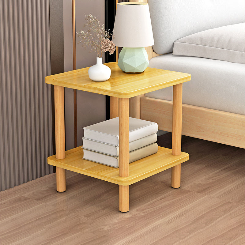 Contemporary Wooden Living Room Side Table 2-Tier with Storage