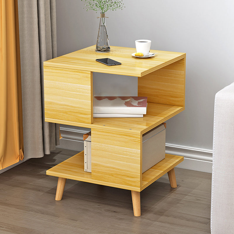Contemporary Wooden Living Room Side Table 2-Tier with Storage