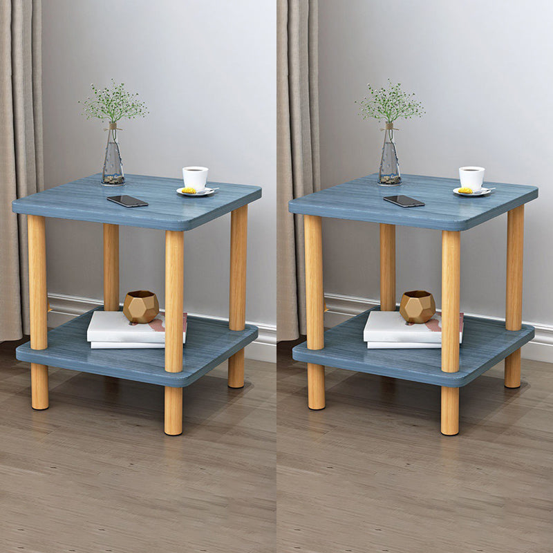 Contemporary Wooden Living Room Side Table 2-Tier with Storage
