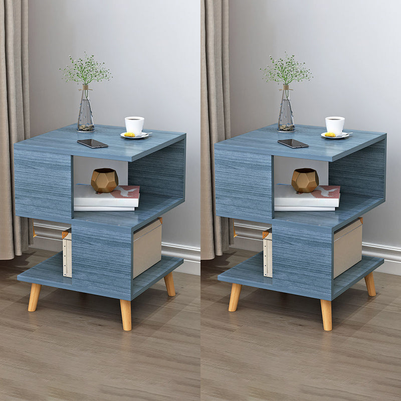 Contemporary Wooden Living Room Side Table 2-Tier with Storage