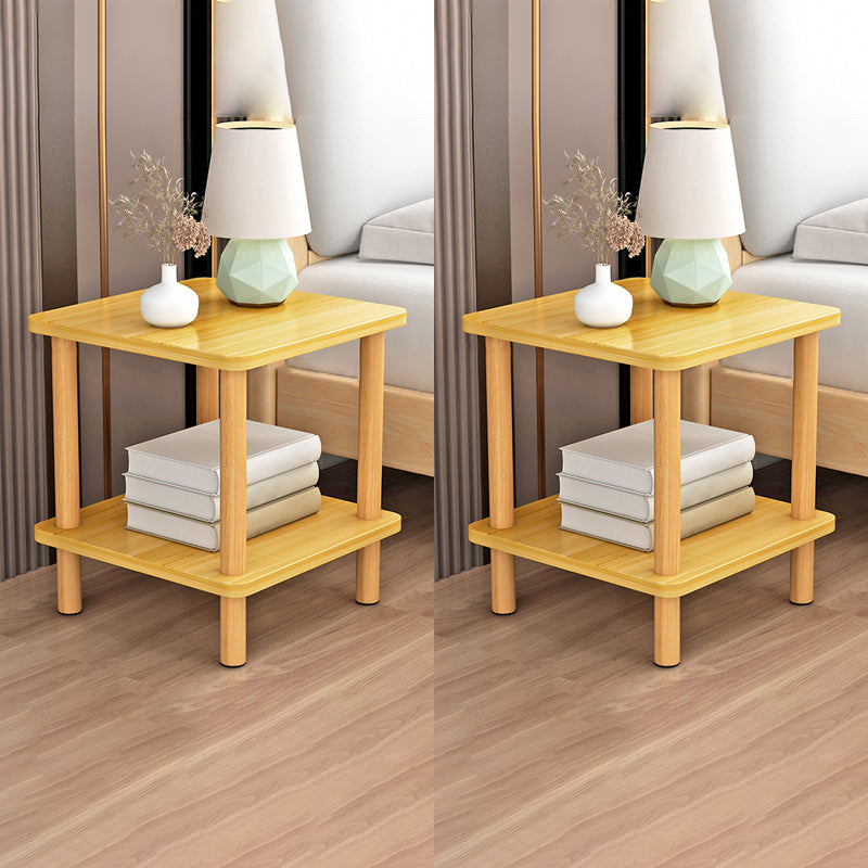 Contemporary Wooden Living Room Side Table 2-Tier with Storage