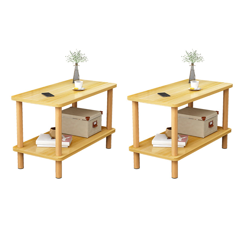 Contemporary Wooden Living Room Side Table 2-Tier with Storage