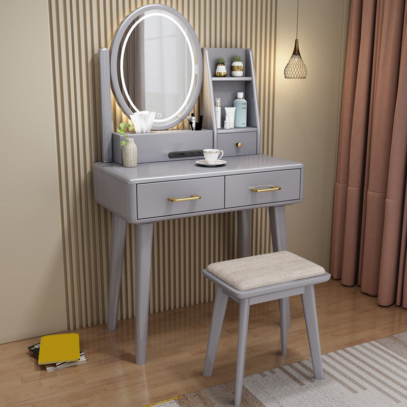 Traditional Rubberwood Makeup Counter Drawers Vanity Dressing Table