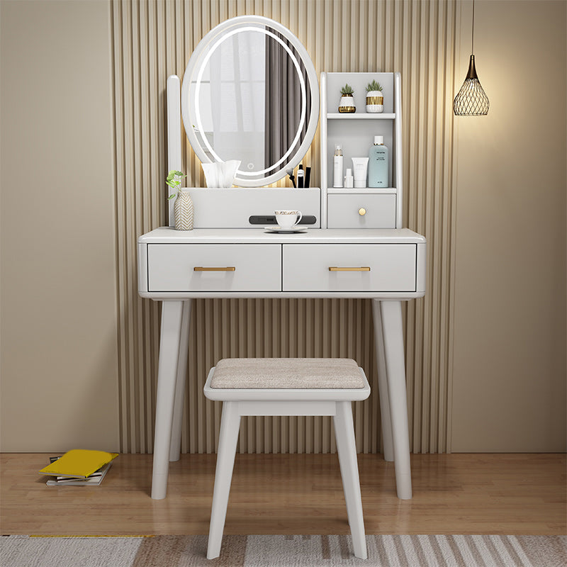 Traditional Rubberwood Makeup Counter Drawers Vanity Dressing Table