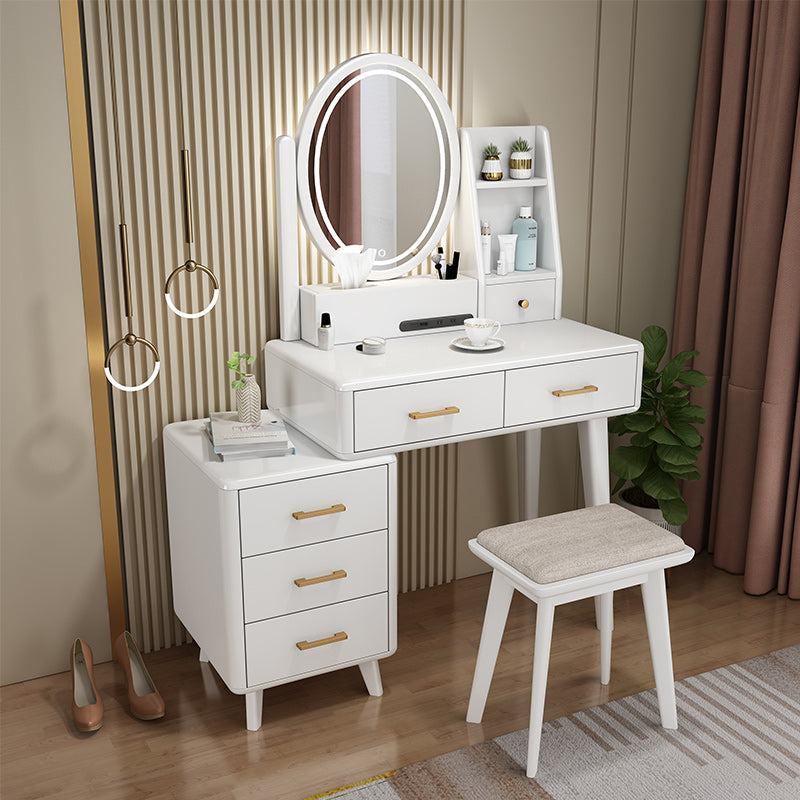 Traditional Rubberwood Makeup Counter Drawers Vanity Dressing Table